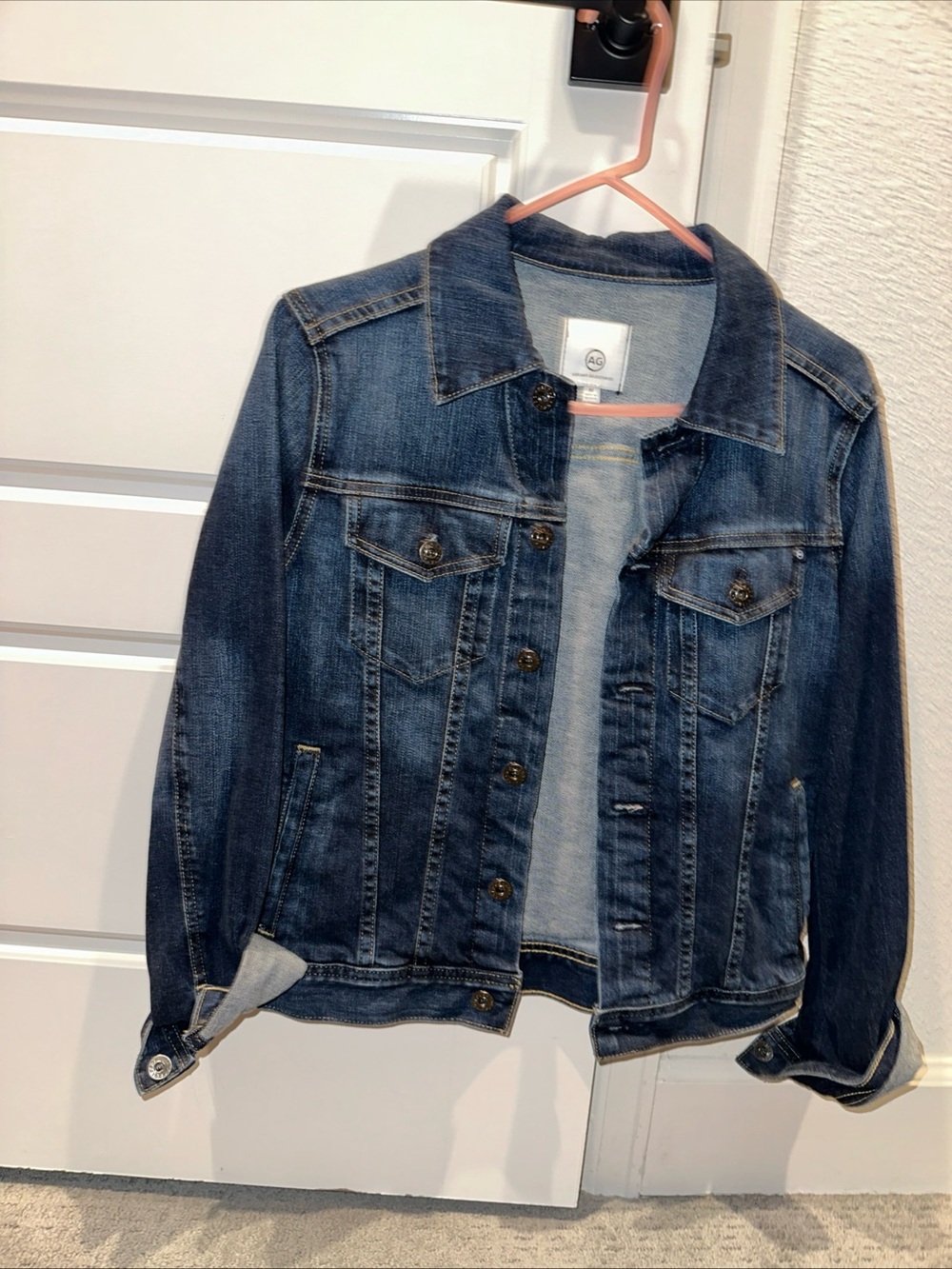 Ag Adriano Goldschmied Dark Blue Jean Denim Jacket Size Medium
